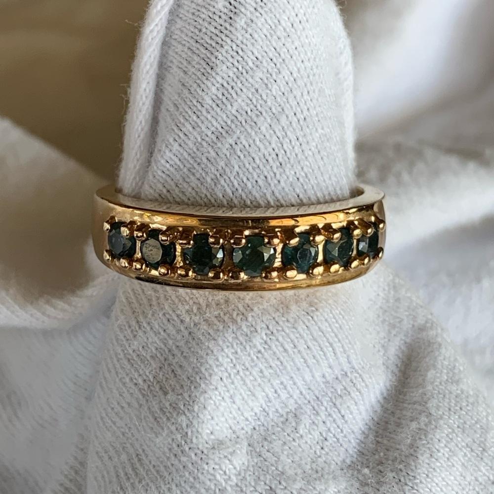 SAPPHIRES Men’s Gold Plated Sterling Silver Sapphire Ring Sz 9